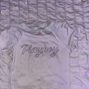 Playboy White Tee with Pink Bow